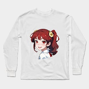 Cute happy anime girl in summer series Long Sleeve T-Shirt